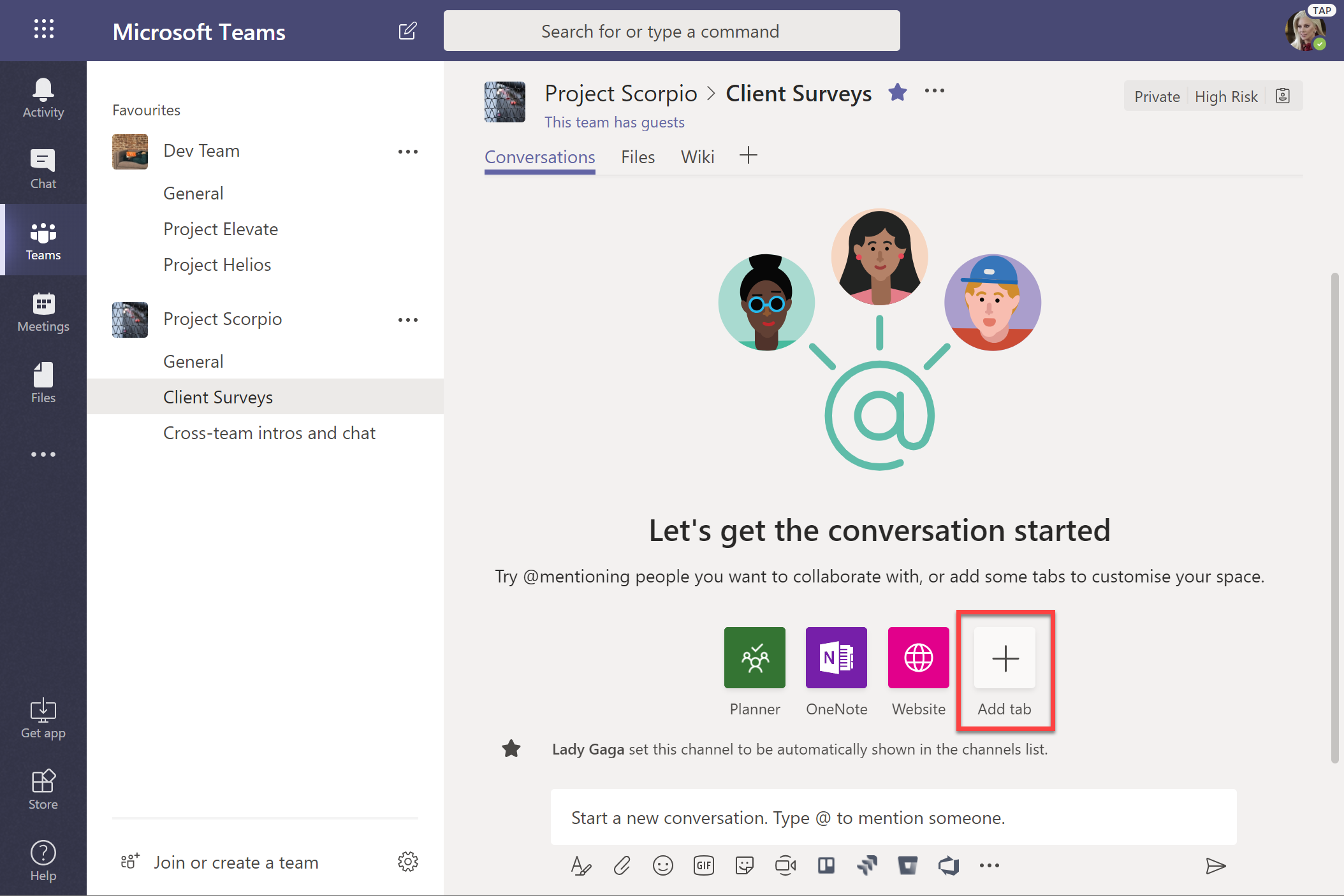 Add tab to create new Microsoft Form