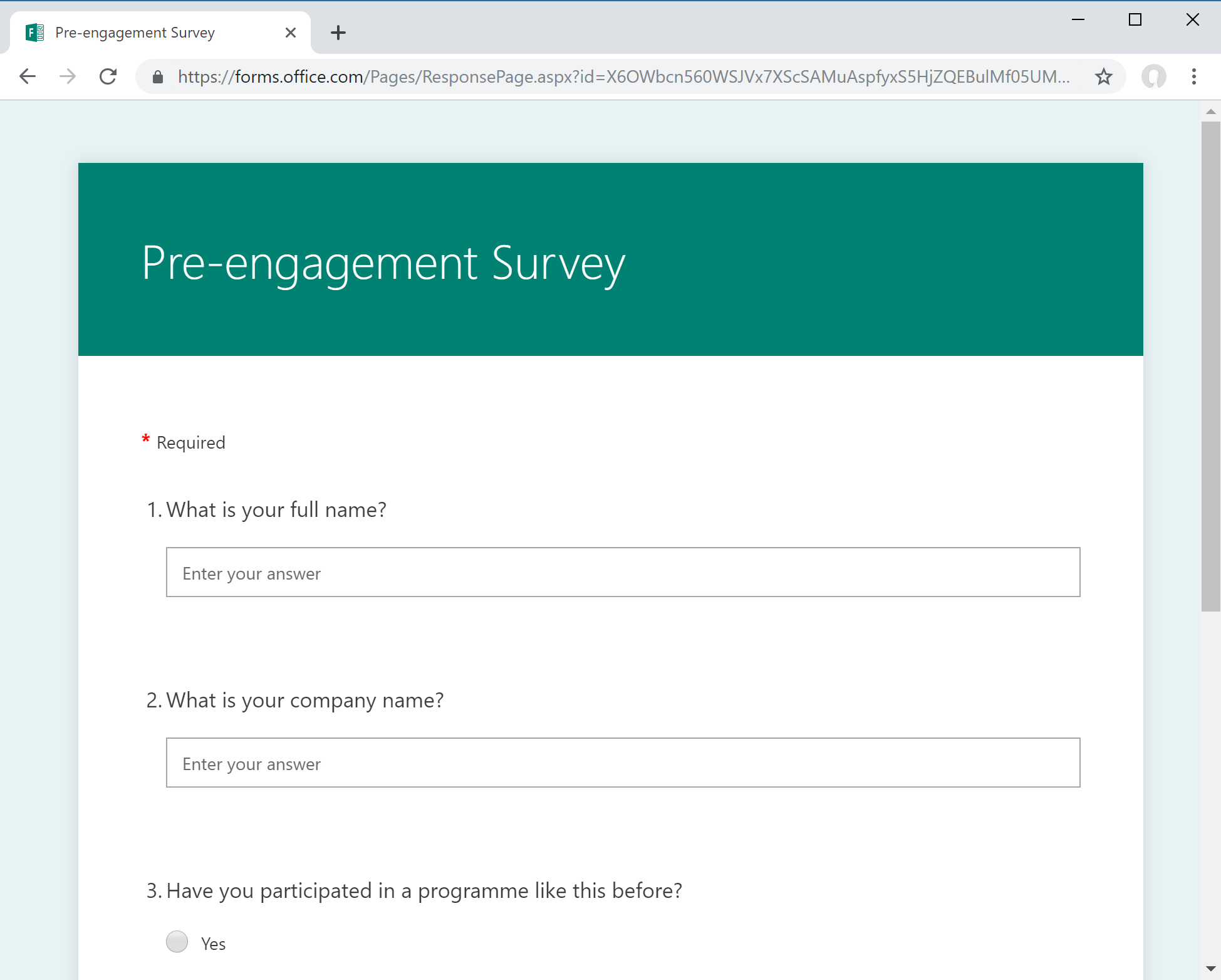Pre-engagment survey