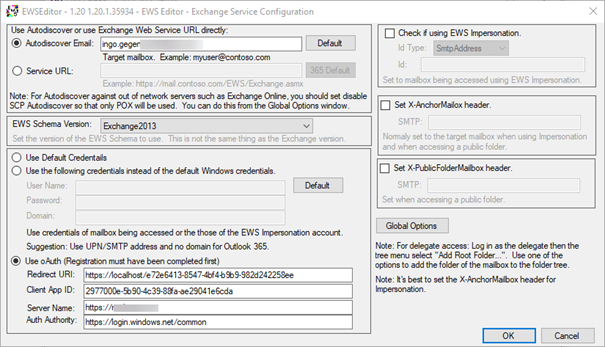 Access mailbox via EWS Editor using OAuth