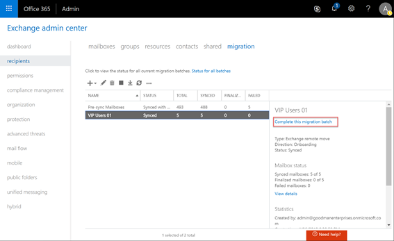 Exchange admin center migration