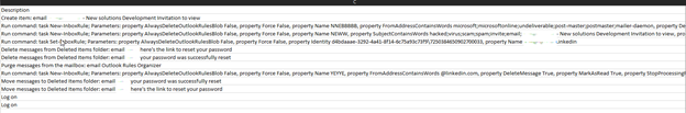 Activity log export information