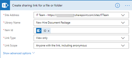 Create sharing link file or folder