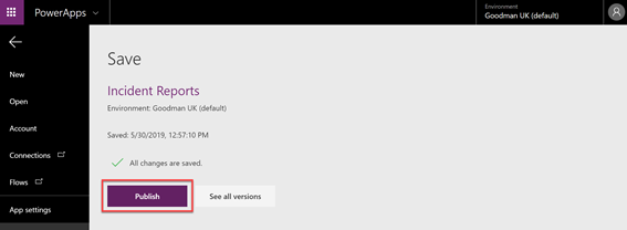 Save information in PowerApps