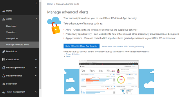 Manage advanced alerts in Cloud App Security