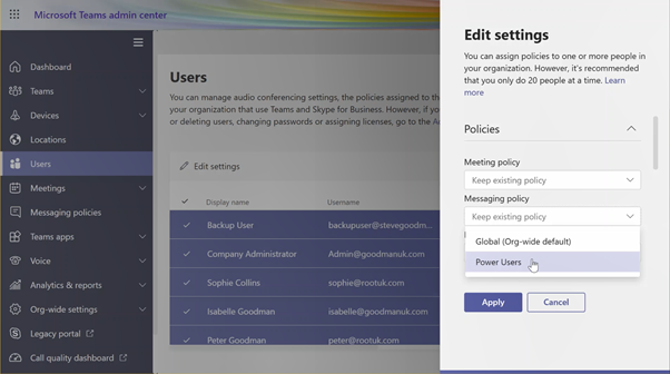Using Powershell to apply Messaging Policies to Teams Users