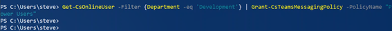 Using Powershell to apply Messaging Policies to Teams Users