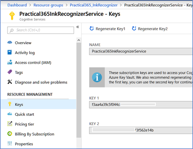 Practical 365 Ink Recognizer Keys