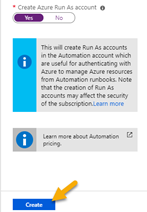 Create Azure Run Account 