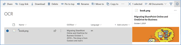 Azure OCR and SharePoint results