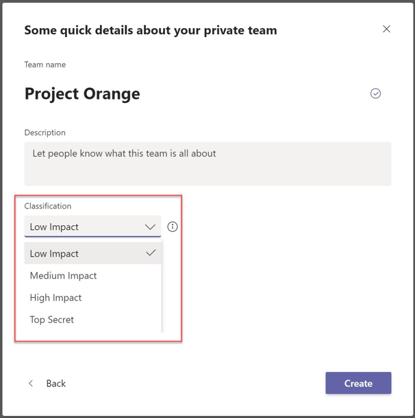 Classification in Office 365 groups is low impact