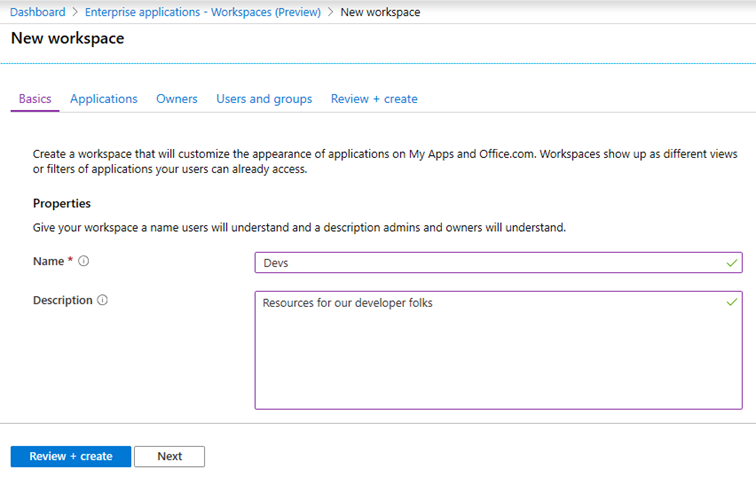 Configuring workspaces in Microsoft 365 apps