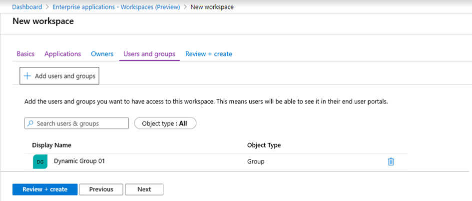 New workspace in Microsoft 365 apps