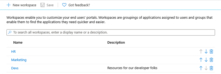 New workspace Microsoft 365 apps