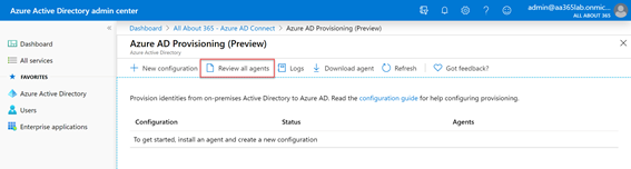 Azure AD Provisioning (Preview) Review all agents
