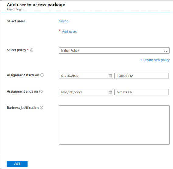 add user to access package