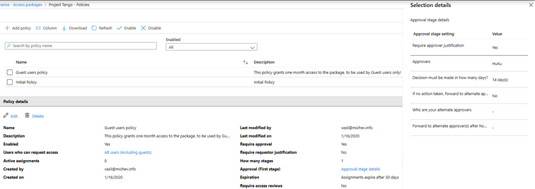 Entitlement Management policies