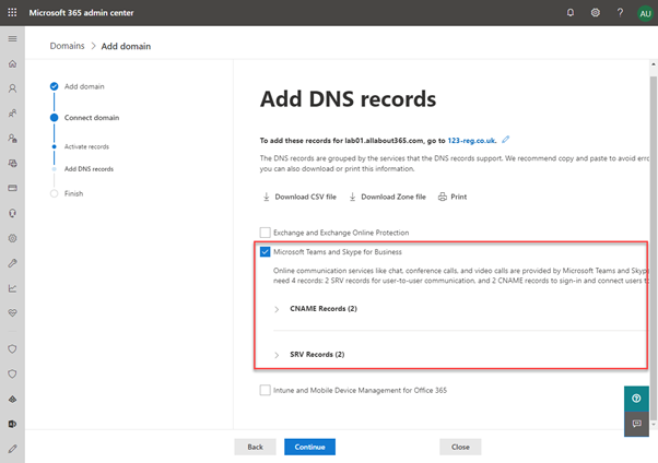 Add DNS records