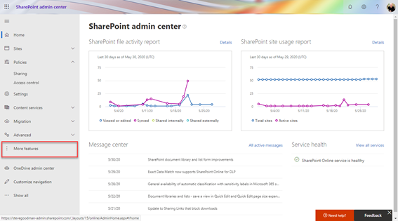 SharePoint Admin Center