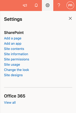 SharePoint settings