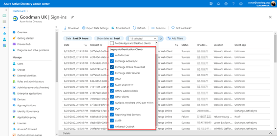 Legacy authentication clients