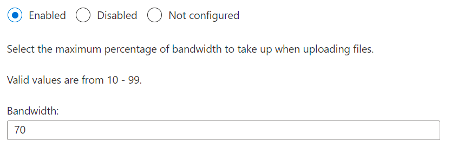 Limit the sync app upload rate to a percentage of throughput for configuration profile