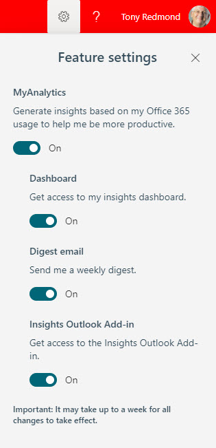 MyAnalytics settings